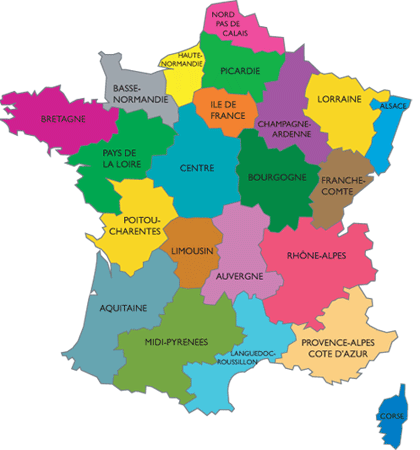 Carte des régions de France